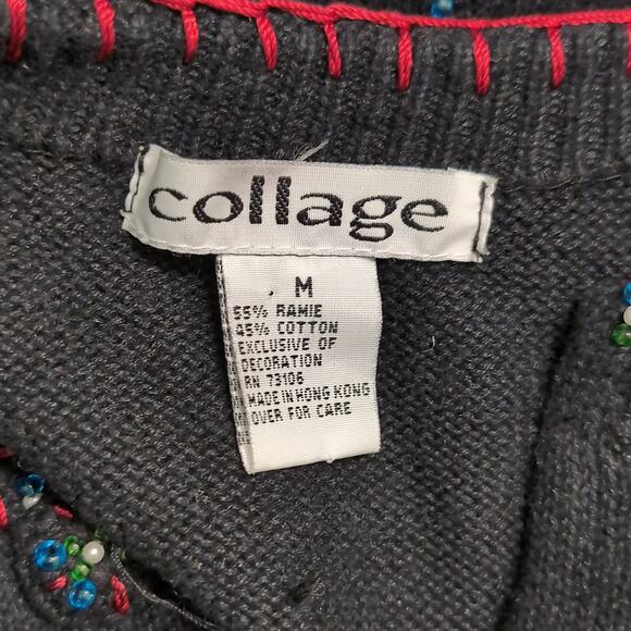 Vintage Collage Christmas Sweater Snowflakes Snowmen Size M - Picture 13 of 15